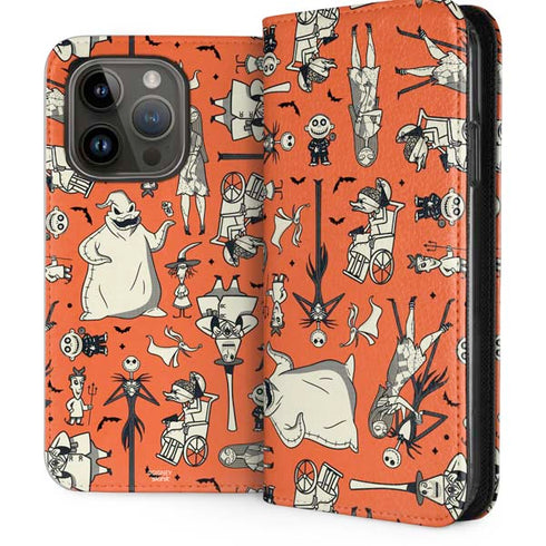 Disney The Nightmare Before Christmas Character Pattern print iPhone 15 Pro Folio Case